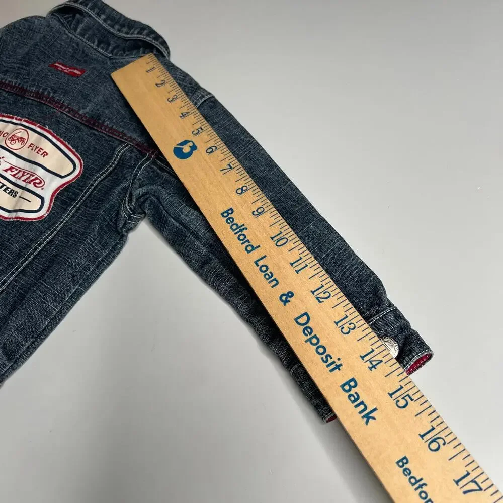 Vintage Radio Flyer Denim‎ Jacket Kids 2T Vintage Style Logo Patch Blue